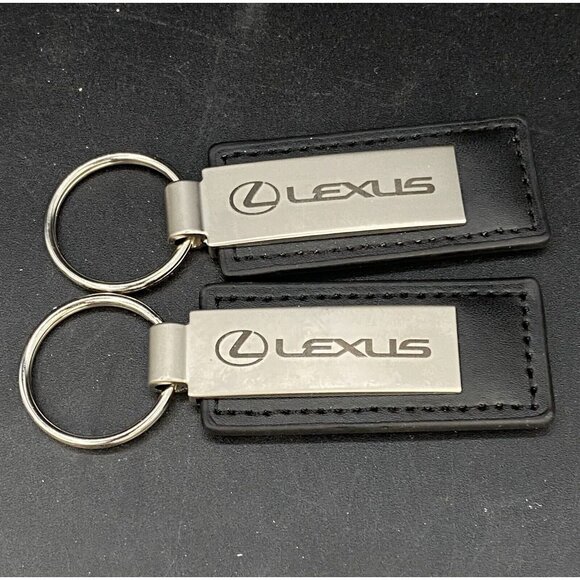 LEXUS OEM Black & Brown Leather Key Chain Rings Set Dealer Eugene OR Lot 2 - Picture 2 of 8